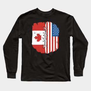 Proud Canadian American Heritage // Canada & USA Flags Long Sleeve T-Shirt